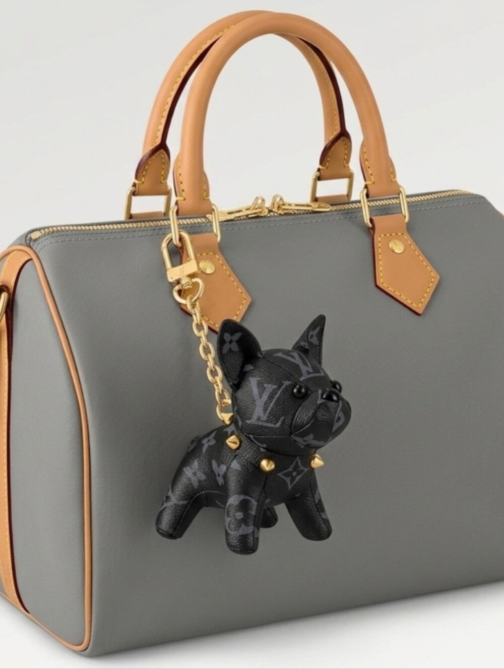 Black/Grey Monogram Bully Dog Bag Charm
